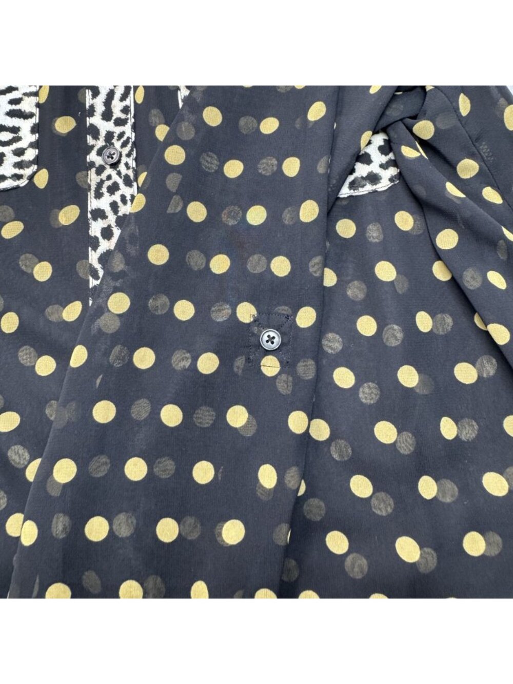 INC International Black Yellow Polka Dot Button-Up Sheer Blouse Women Size M NEW - Picture 5 of 13